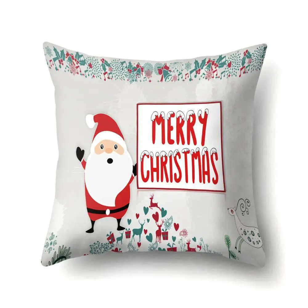 2BZ-40543-286 1Pcs Santa Pattern Christmas Cushion Cover 45*45 Decorative Throw Pillow Xmas New Year Home Decor Polyester Pillowcase 40543 - Цвет: 2BZ-40543-286