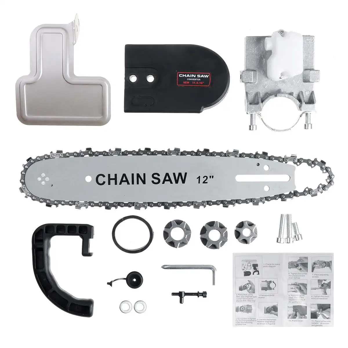 

12 Inch Electric Chainsaw Bracket Adjustable Universal M10/M14/M16 Chain Saw Part Angle Grinder Into Chain Saw Woodwork Tool Set
