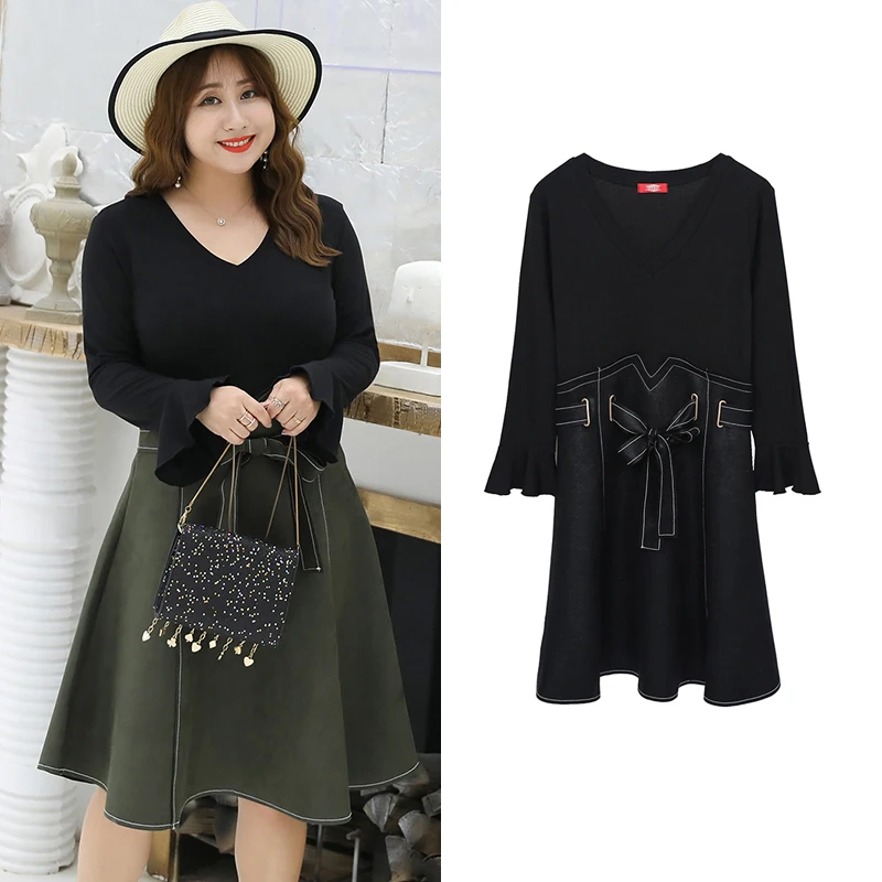 

Платье женское демисезонное с поясом, размер XL, XXL, 4XL