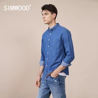 simwood 2021 autumn new vintage denim shirts men 100 cotton casual comfortable tops plus size quality clothes sk130100