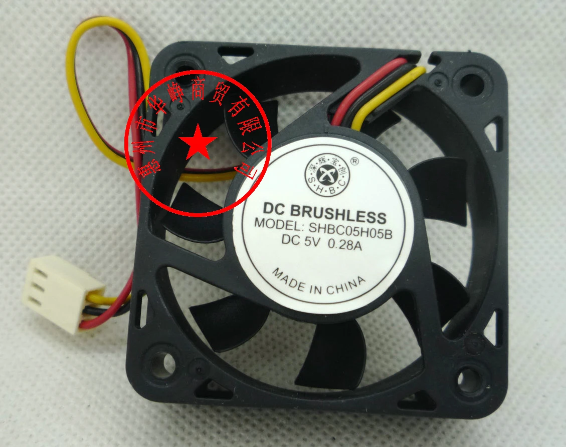 3-проводной вентилятор для охлаждения сервера SHBC Shenhuida SHBC05H05B DC 5V 0.28A 50x50x15 мм