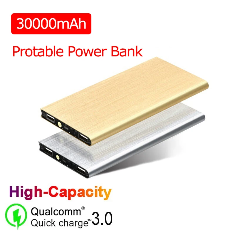 Внешний аккумулятор Powerbank тонкий внешний USB 30000 мАч портативное зарядное