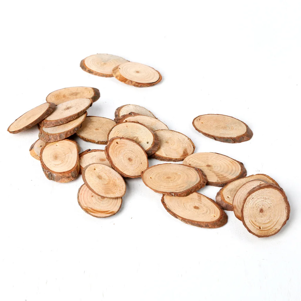 

25pcs DIY Unpainted Natural Round Blank Wood Slices for Arts & Crafts Home Hanging Decorations Event Orname