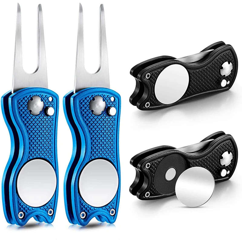 

4 шт ремонтный инструмент для гольфа Нержавеющая сталь складной инструмент для гольфа Гольф кнопка вверх инструмент маркер мяча для гольфа