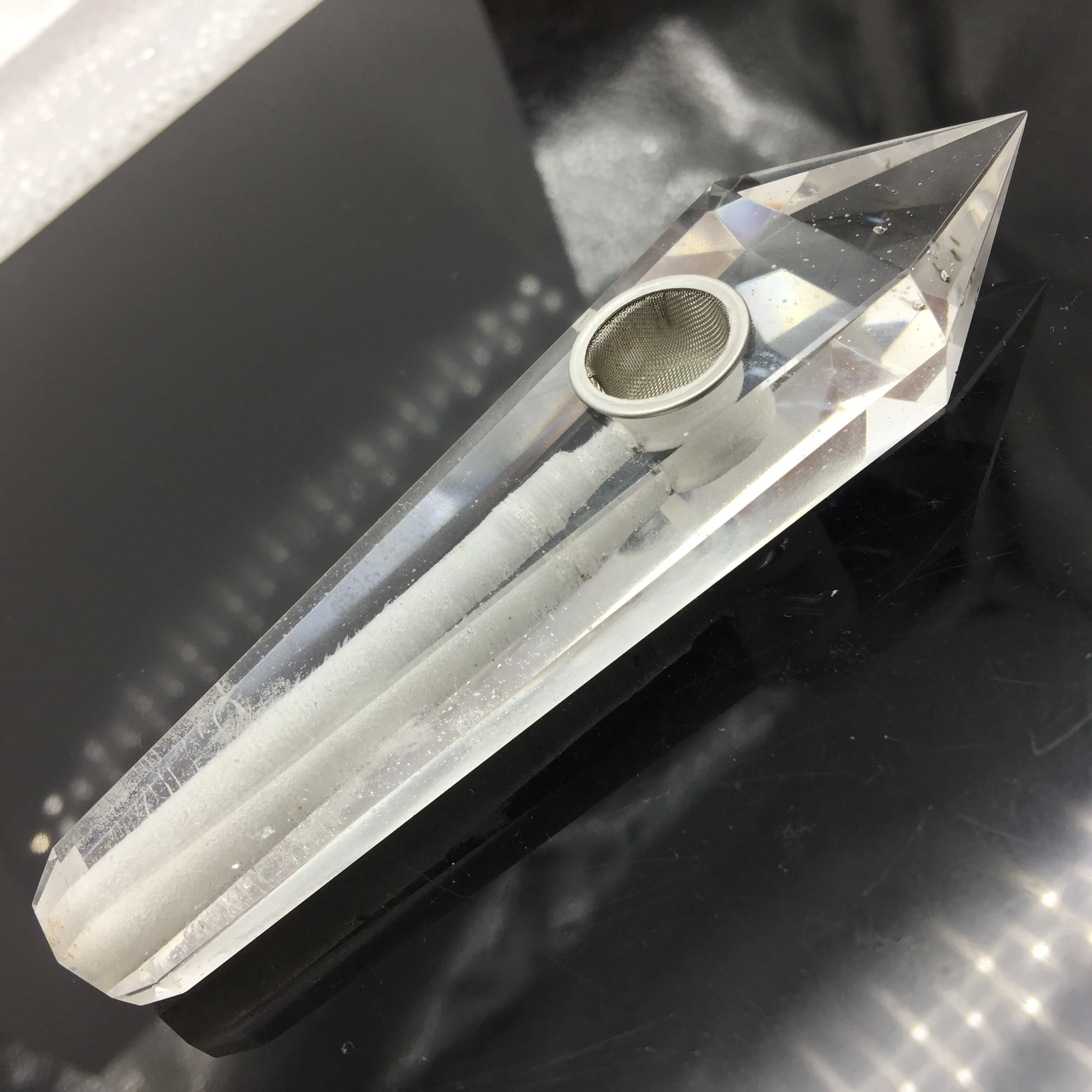 Natural Quartz Crystal Tobacco Pipe - Healing Smelting Stone Smoking Pipe - 1 Piece image 3