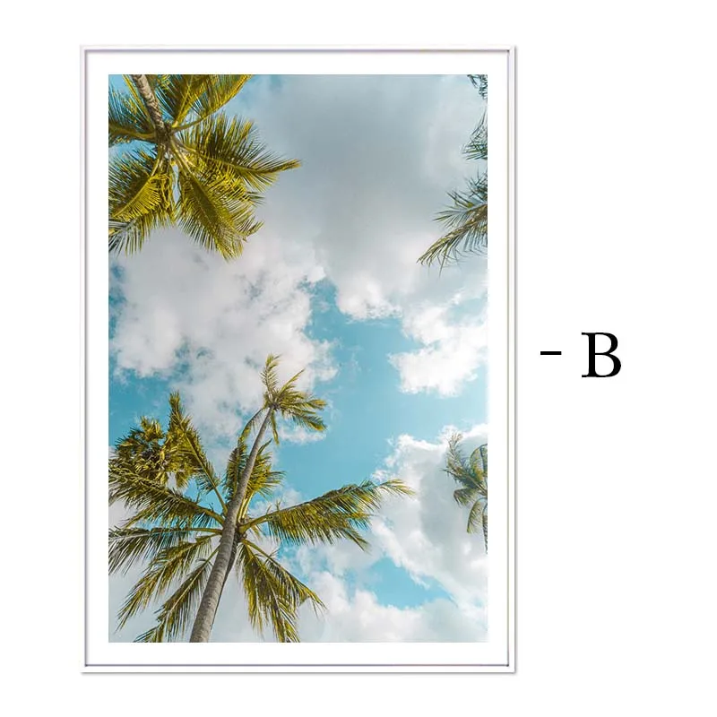 

Nordic Sea Beach Landscape Canvas Painting Tropical Palm Tree Wall Art Poster Pictures Scandinavian Style Living Room Home Decor