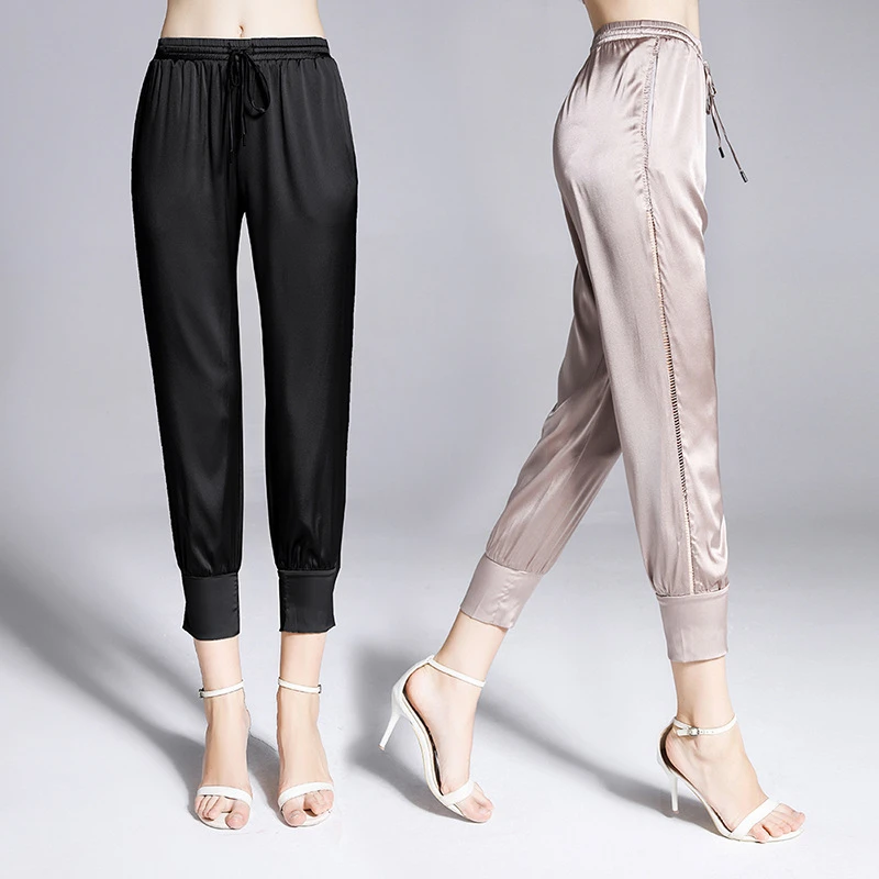 Шелковистые брюки из шелкового шелка 1810028|Брюки| |