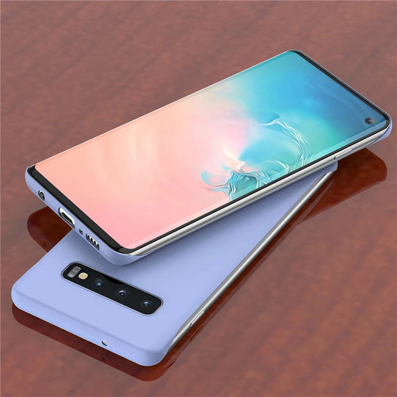 Безрамное чехол для samsung Galaxy S10 S10e Примечание 10+ плюс A10 A20 A30 A50 A40 A70 M20 A7 конфеты чехол s Жесткий матовый поликарбонатный чехол - Цвет: Фиолетовый