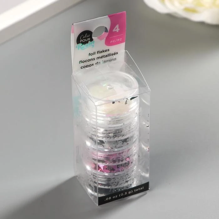 American Crafts Holographic foil flakes 4 pcs 5217730 Decoration decor scrapbooking needlework Creativity hobbies Accessoires Arts Home Garden