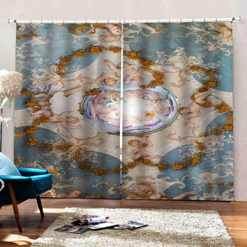 Европейские 3D занавески на окно для гостиной спальни с изображением ангелов