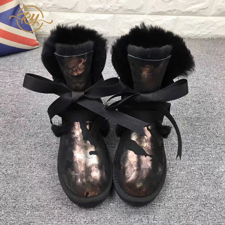 RY RELAA женские зимние ботинки 2018 Модные из овечьей шерсти ботильоны на