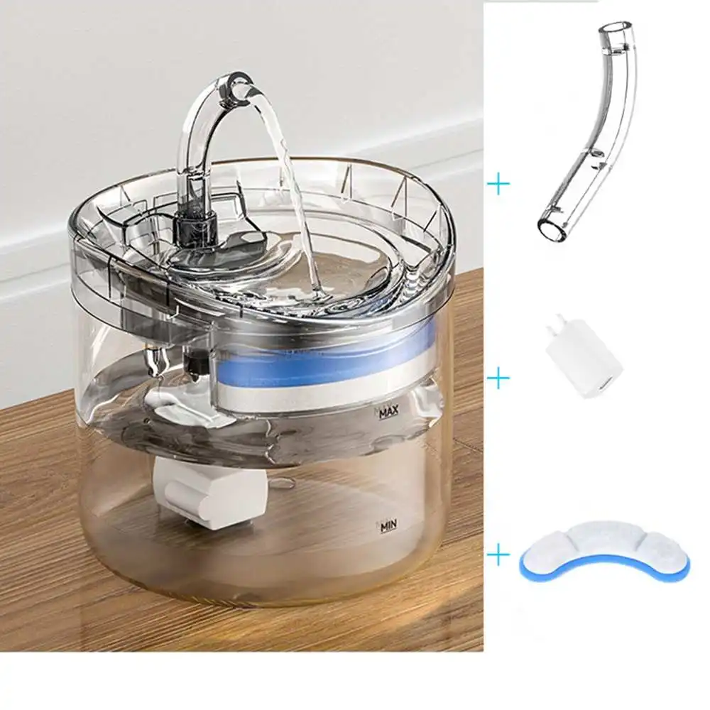 

Dog 2L Transparent Water Feeder Blue USB Fountai Cat Faucet Filters Automatic Drink Light Filter Powered Sensor Pet