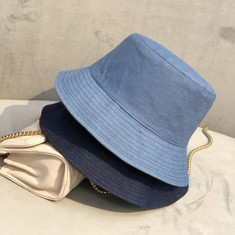 

Distressed Denim Feather Print Retro Double-Sided Female Japanese Tide Brand Basin Hat Male Sun Shade Couple Fisherman Hat