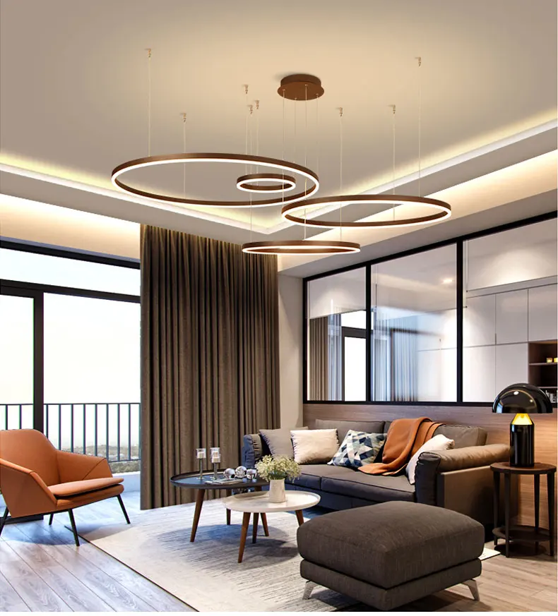 Fashion Modern Led Chandelier Circel Rings Ceiling Chandelier Lighting For Living room Dining room Hotel Lighting Fixtures Lamps