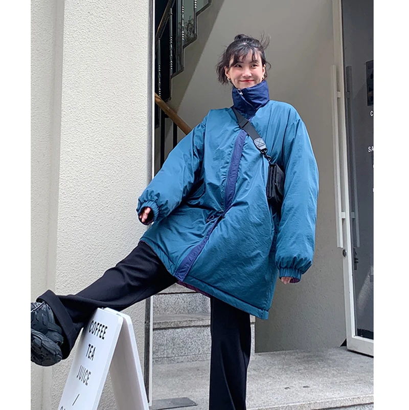 

Bella Philosophy 2019 Winter Women Double Sided Down Coats Lady Solid Harajuku Warm Outerwear Female Preppy Style Loose Parpas