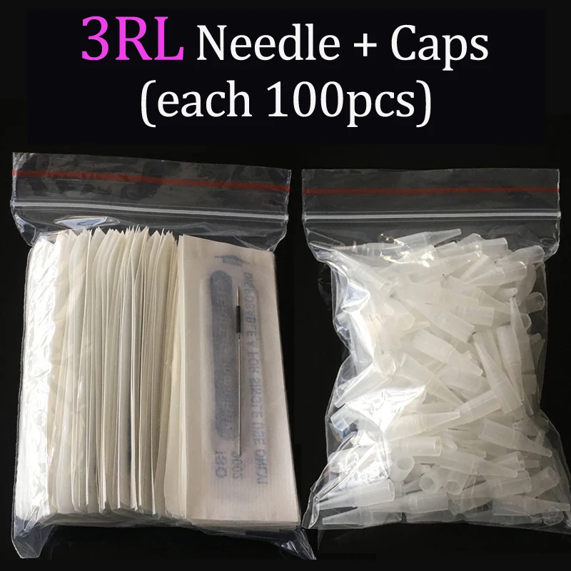 100 шт. 3 rl Перманентный макияж иглы колпачки одноразовые традиционные 3rl острые