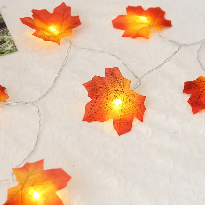 

LED light chain Halloween maple leaf light chain Thanksgiving ins room decoration light maple leaf cane Halloween