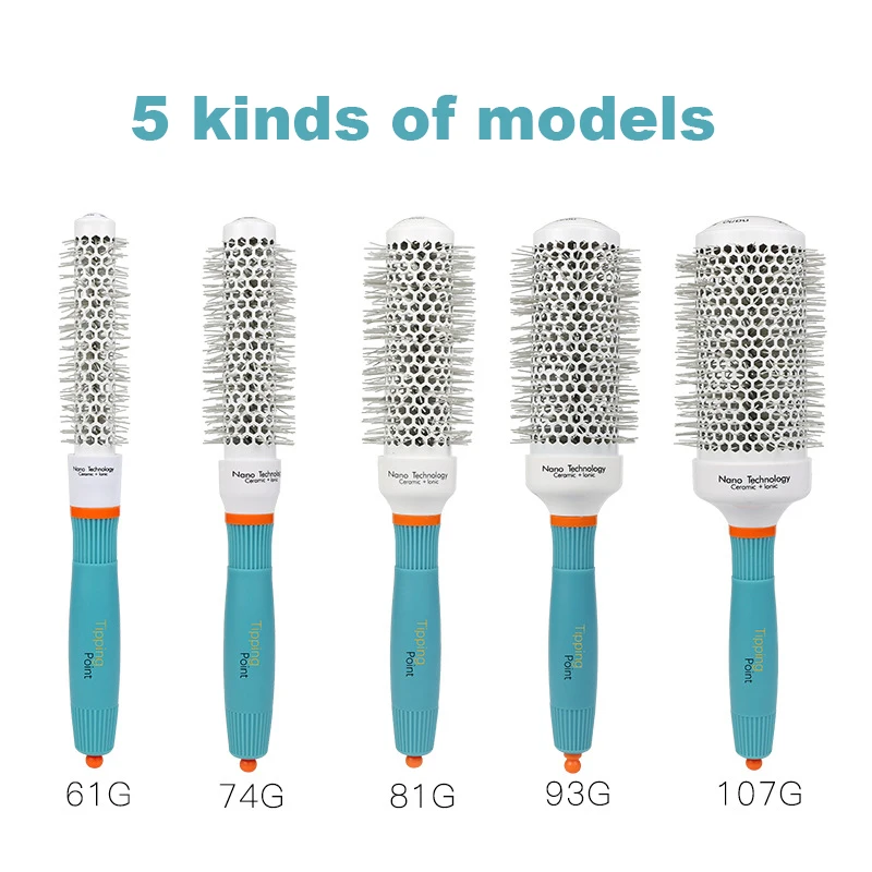 

1 шт. цилиндрическая профессиональная расческа для вьющихся волос, для стайлинга, синяя алюминиевая Бриллиантовая Массажная щетка для пари...