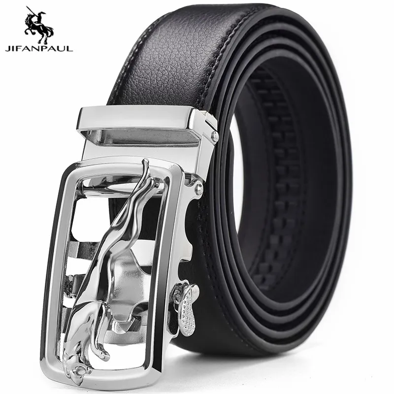 

JIFANPAUL latest design men's leather belt high-grade leather men's business style automatic fashion leather shoe buckle