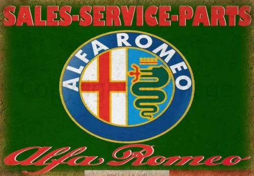 

Alfa Romeo Sales Service Vintage Retro Garage Workshop Metal Tin Sign Poster Cafe Bar Decorative Wall Sticker