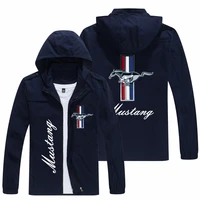 2021new men jacket mustang logo print zipper cardigan jackets fashion slim casual baseball uniform biker jacket coat tops