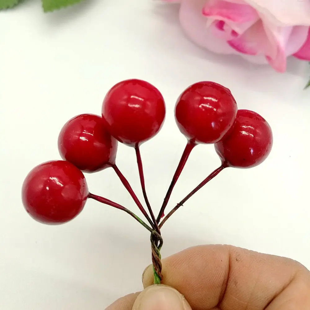 100 шт./лот искусственные красные ягоды Холли фрукты сделай сам цветочный выбор