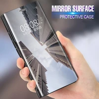 flip stand mirror case for oppo f7 f5 r11 r11plus a71 a83 oppo a59 r15 case clear view leather cover for oppo find x phone bags