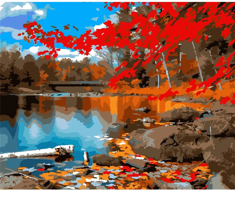 

CraftArtGo Painting By Numbers Landscape Drawing On Canvas HandPainted Gift Picture By Number Waterfall Kits Home Decoration