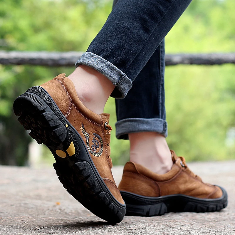 

2020 style fashion men's shoes casual genuine leather male sneakers classics brown and black lace up shoe man nice shoes for men