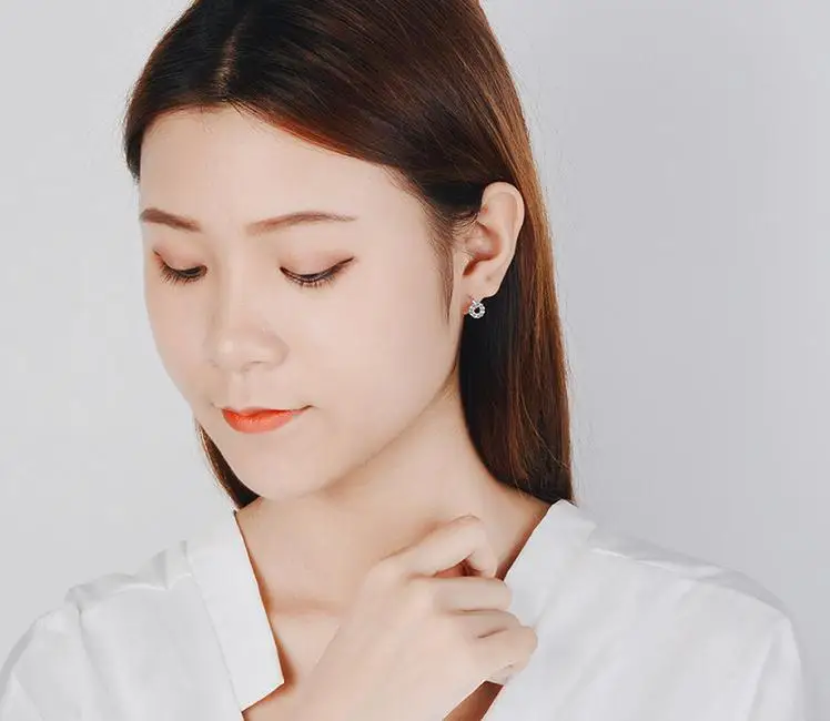 Женские серьги подвески LEKANI сережки круглой формы серебристого цвета ювелирные