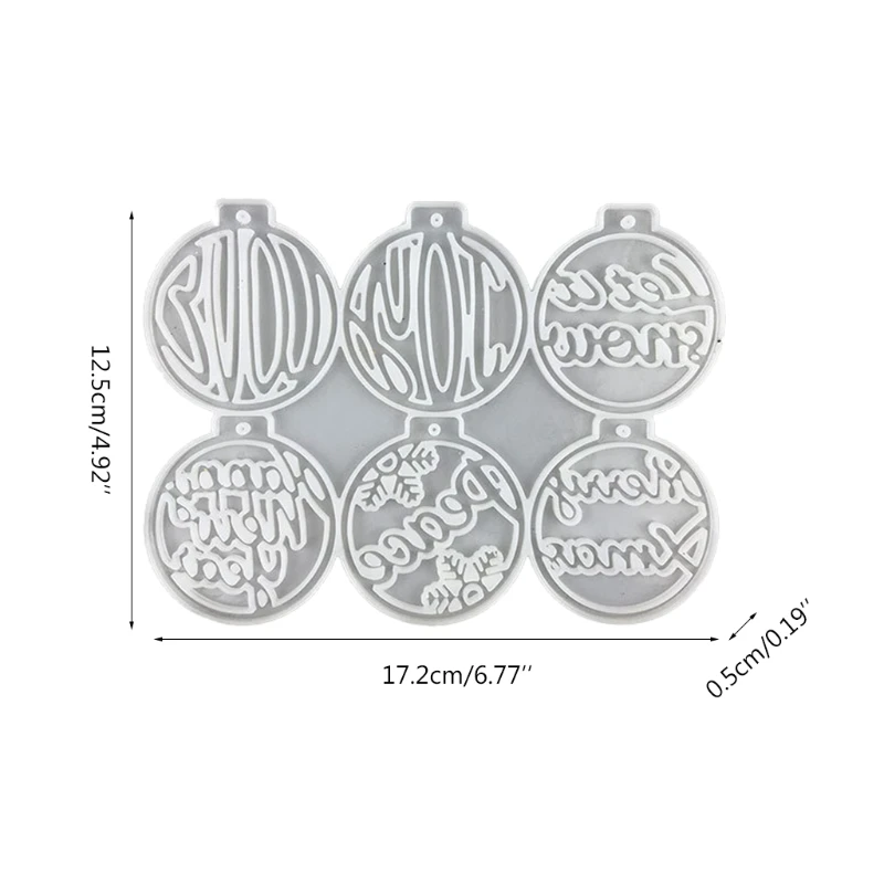 

New Year/Christmas DIY Round Keychain Silicone Epoxy Mold DIY Keychain Pendant Jewelry Crafting Mould for Holiday Gift