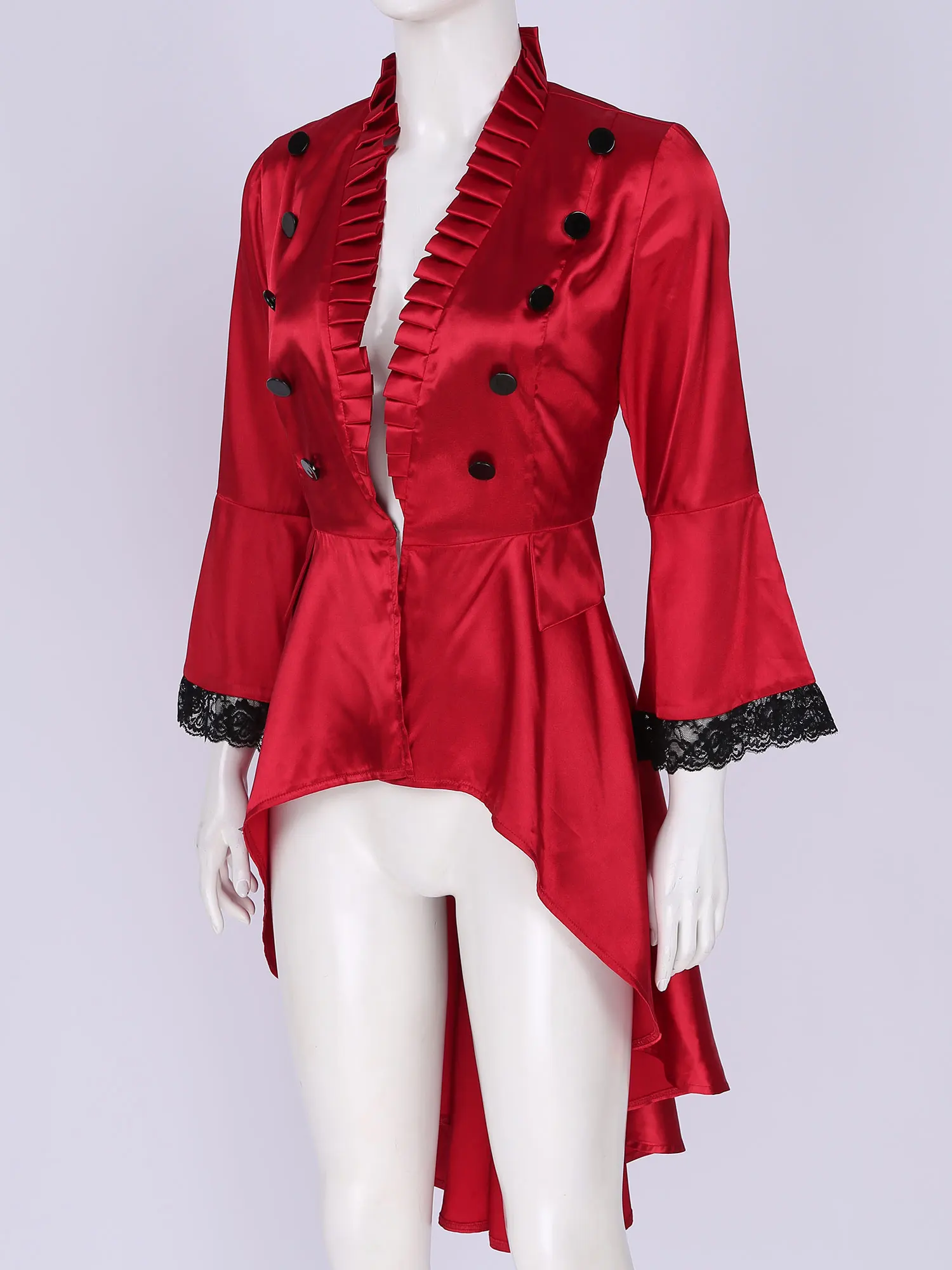 Женская куртка в викторианском стиле однотонная стимпанк с длинными
