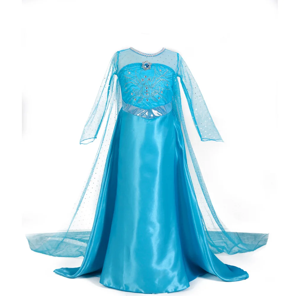 New Year Elsa Anna Princess Dresses for Girls Children Clothing Long Cloak Baby Girl Snow Queen Dress Crown Magic Stick Gold Wig | Детская