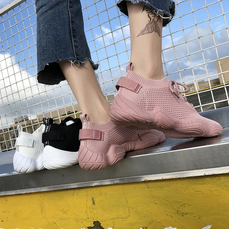 

Women Sneakers Platform Dad Shoes Elastic Flat Sock Shoes 2019 Casual Autumn Female Vulcanized Shoes Ladies Tenis Feminino