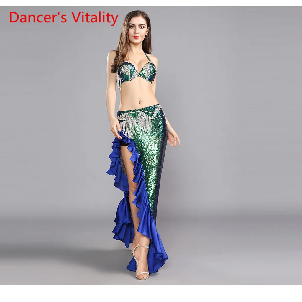 Новые костюмы для танца живота сексуальный бюстгальтер ручной работы + пояс юбка
