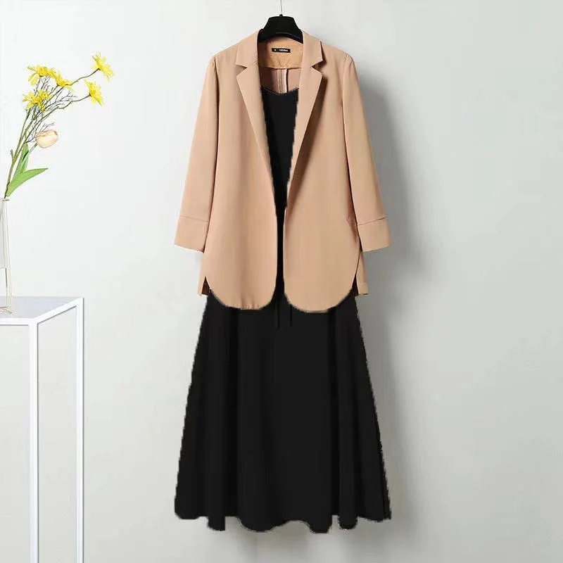 Женский офисный костюм большого размера летняя одежда жакет топ и сарафан