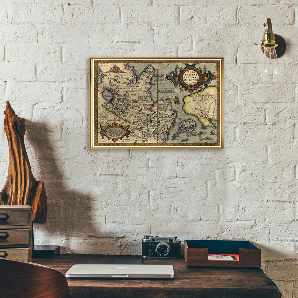 

59*42cm The Vintage Map Spray Canvas Painting Decorative Wall Art Posters and Prints Living Room Home Decoration