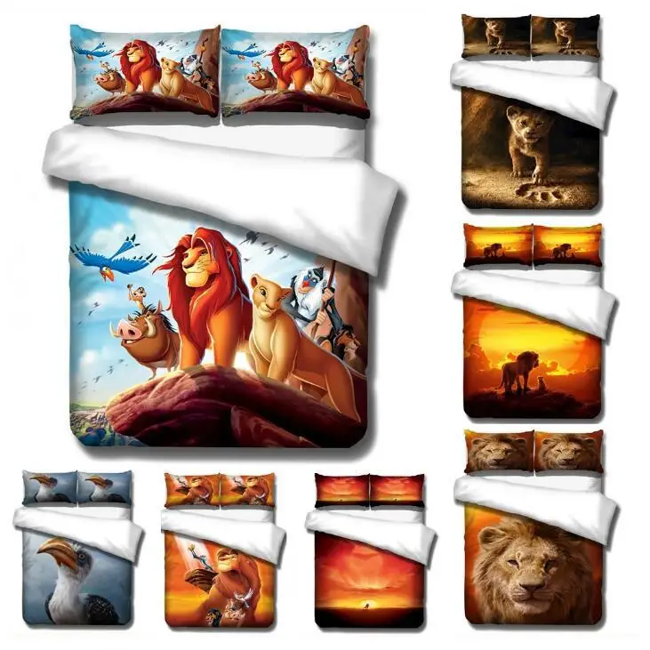 Disney The Lion King Simba Bedding Set Cartoon Boy Bed Linens Single Twin Size Duvet/comforter Cover Kids Teen Bedspreads Gifts