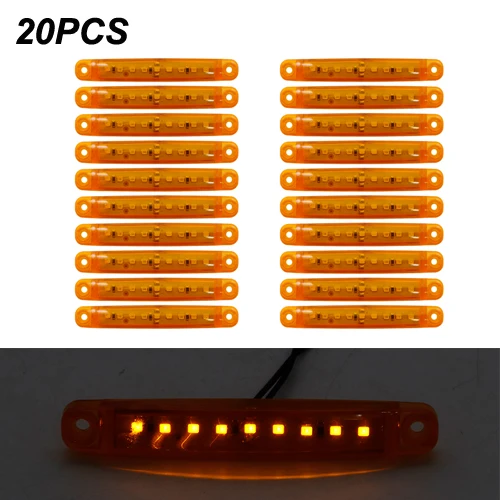 9LED amber X20 Янтарный автомобилей Внешнее освещение светодиодный 12 V-24 v 9/6 светодиодный авто шины Грузовик Боковые Габаритные светодиодный индикатор низкая СВЕТОДИОДНЫЙ трейлер светильник задняя сторона лампы - Цвет: 9LED amber X20