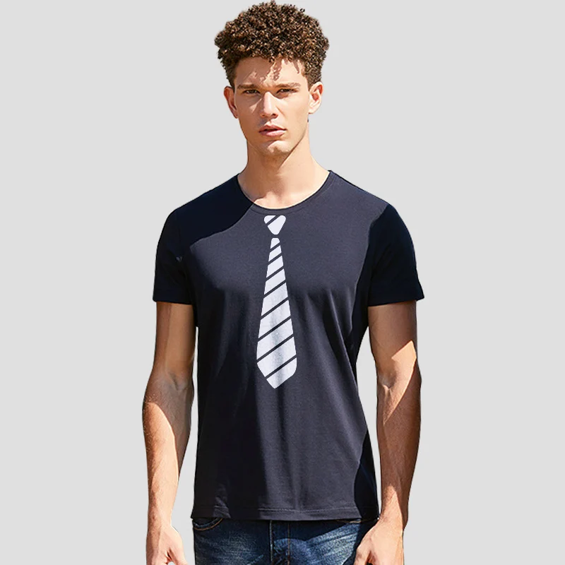 

2021 New Summer Fashion O-Neck Personalized Print Tshirt Tie Design T Shirt Men Hip Hop Cotton Short Sleeve T Shirts Plus Size