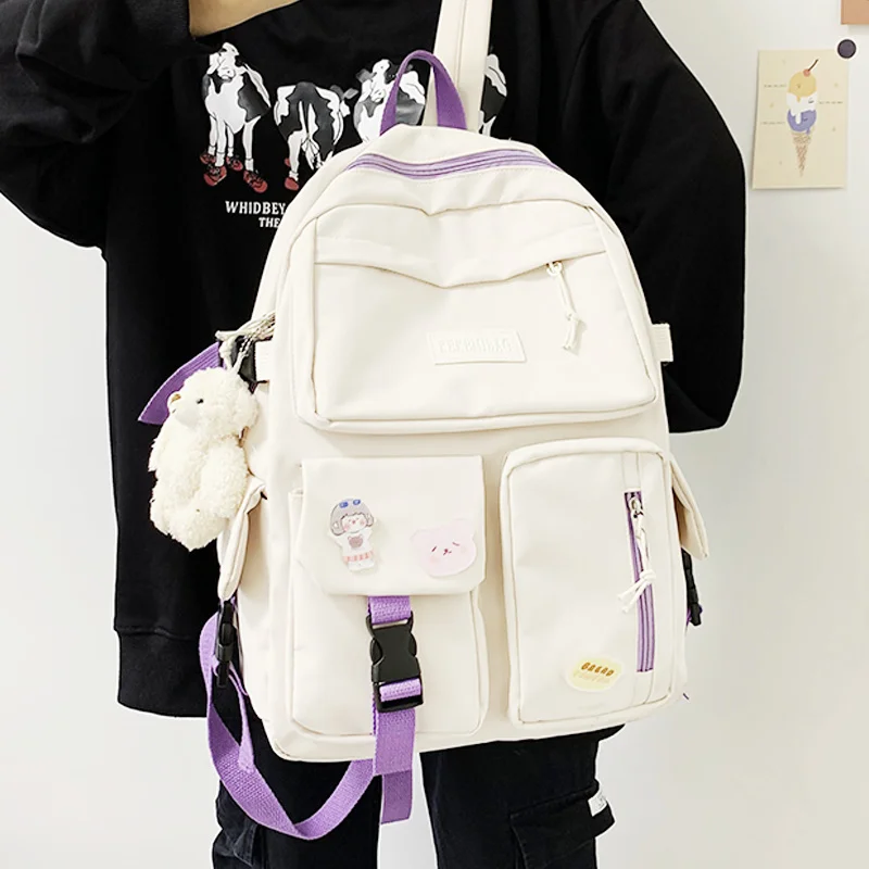 Модный женский милый нейлоновый женский рюкзак, водонепроницаемый Женский Школьный рюкзак, кавайный рюкзак для девочек для подростков и ст...