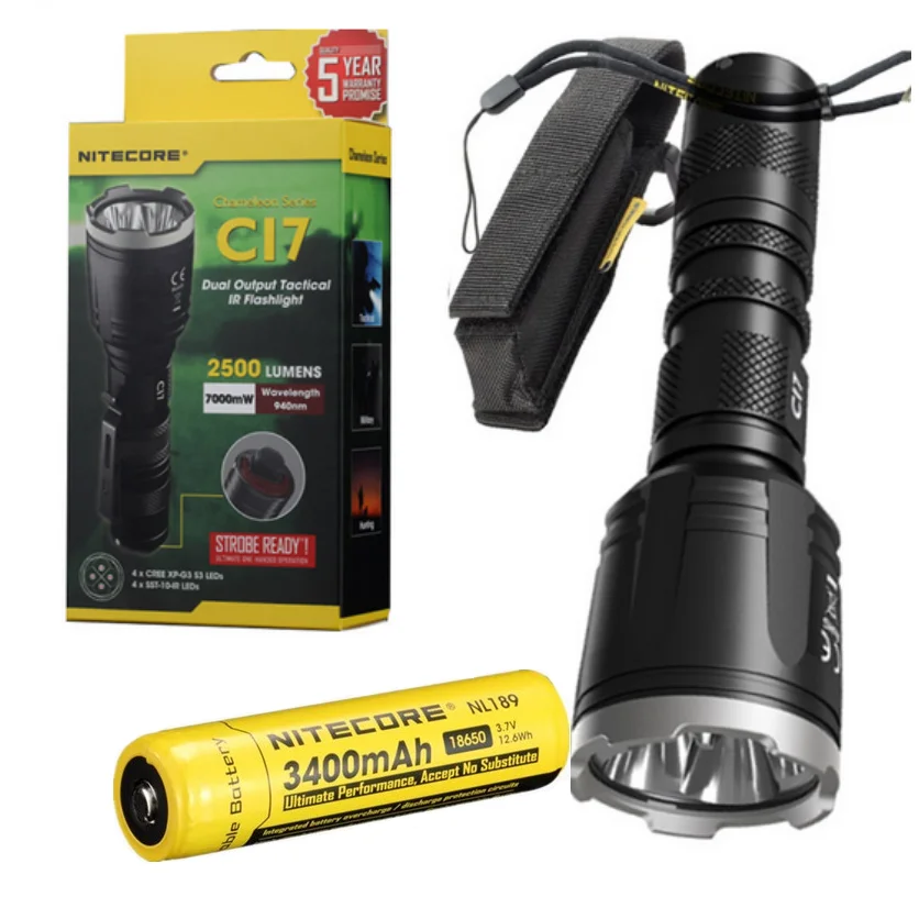 New Nitecore CI7 Tactical IR Flashlight CREE XP-G3 S3 + SST-10-IR LED Flashlight by 18650 Battery for Hunting Outdoor Camping