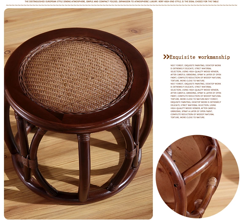 Творческий ротанговое круглая табуретка низкий табурет ротанговая обувь