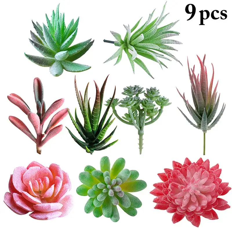 

9PCS Artificial Succulent Creative Decorative DIY Fake Succulent Fake Plant