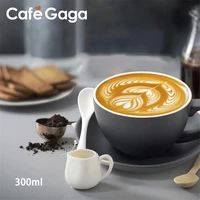 matte 300ml large capacity european ceramic coffee cups saucer spoon set frosted mugs latte cappuccino cup customized sizelogo