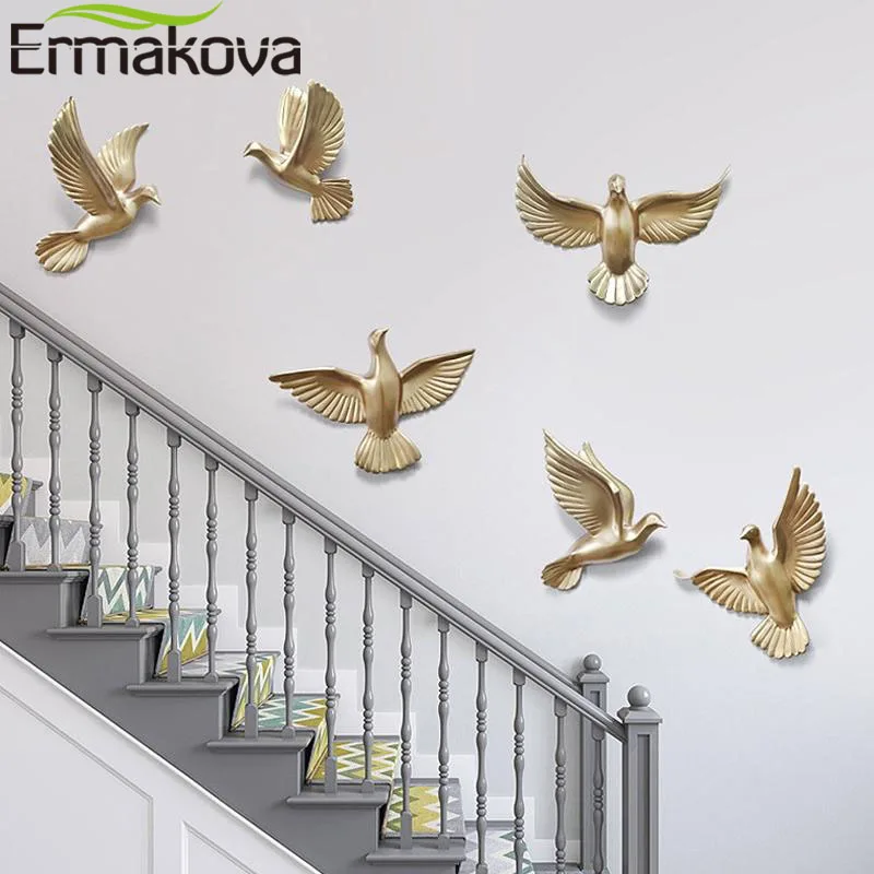 ERMAKOVA 6 шт. Европейский настенный висячий фон с птицами из смолы украшения 3D стерео