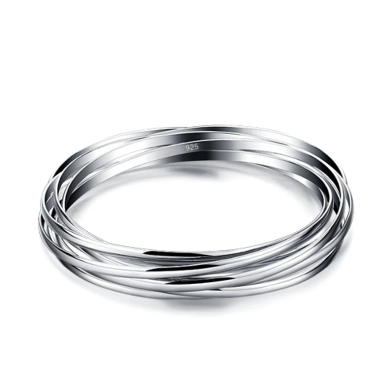 Простой Гладкий Браслет из стерлингового серебра 925 пробы в богемном стиле 7