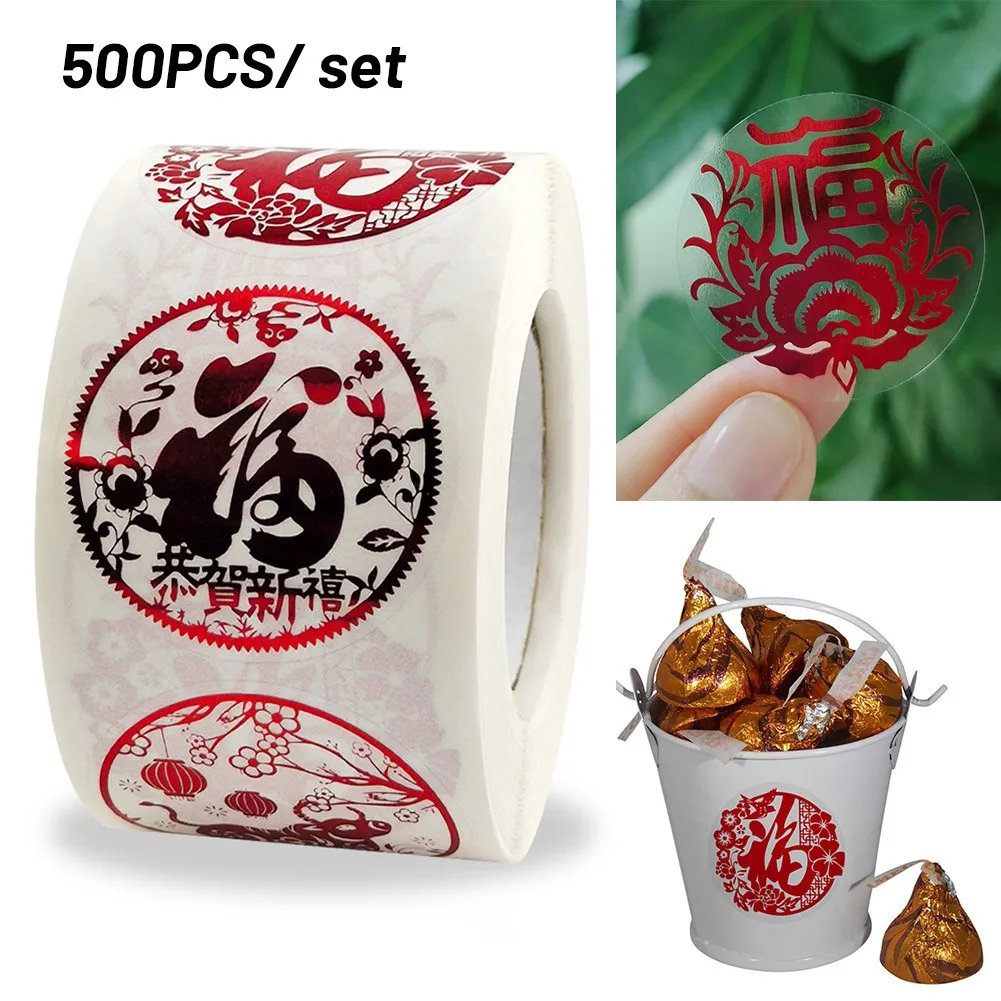 

500x New Year Stickers Fu Characters Gilded Lantern Stickers Lunar Wall Stickers For Festival ,party