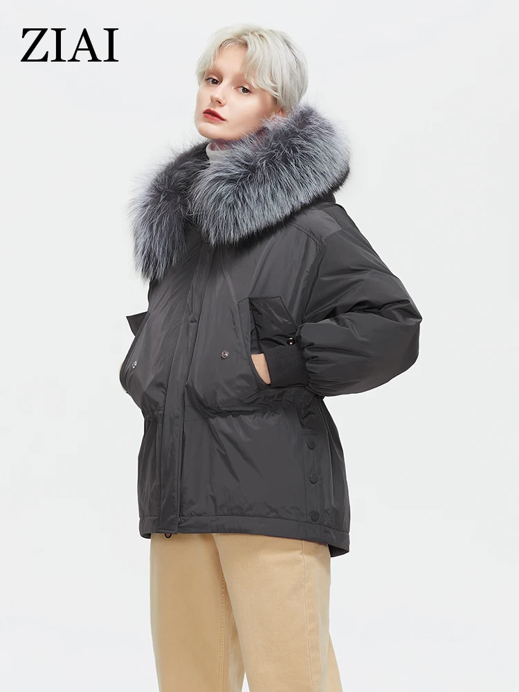 

Женская зимняя куртка ZIAI 2021, теплая парка, мягкие пальто, холодный женский воротник из натурального меха, модная Толстая куртка для девушек