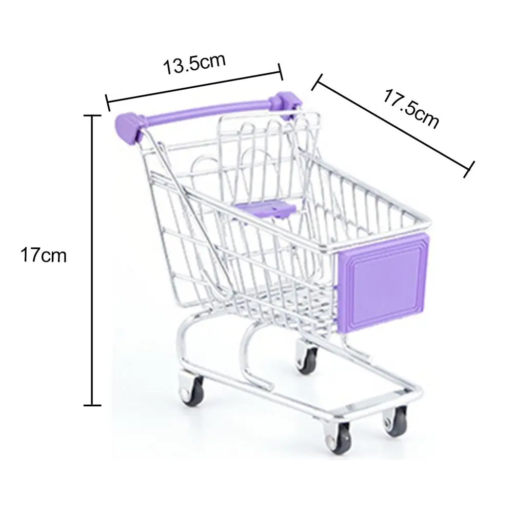 Purple L Мини тележка из супермаркета из нержавеющей стали корзина для покупок Режим хранения игрушек телефон ручка держатель игрушки подарки для детей - Цвет: Purple L